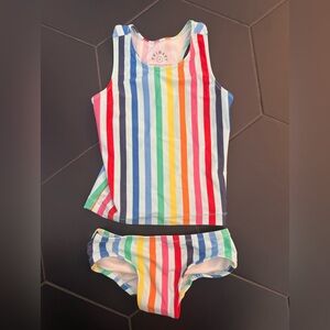 Primary Multicolor Striped Kids Bikini